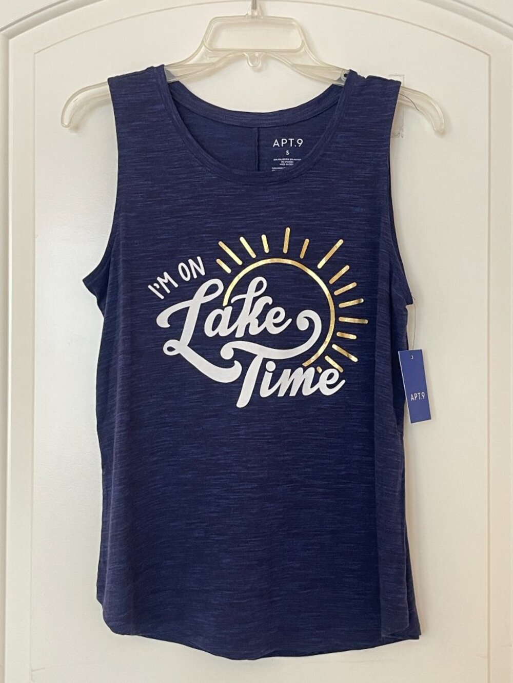 New I'm On Lake Time Tank Top Blue Black Kohls Apt. 9 Small